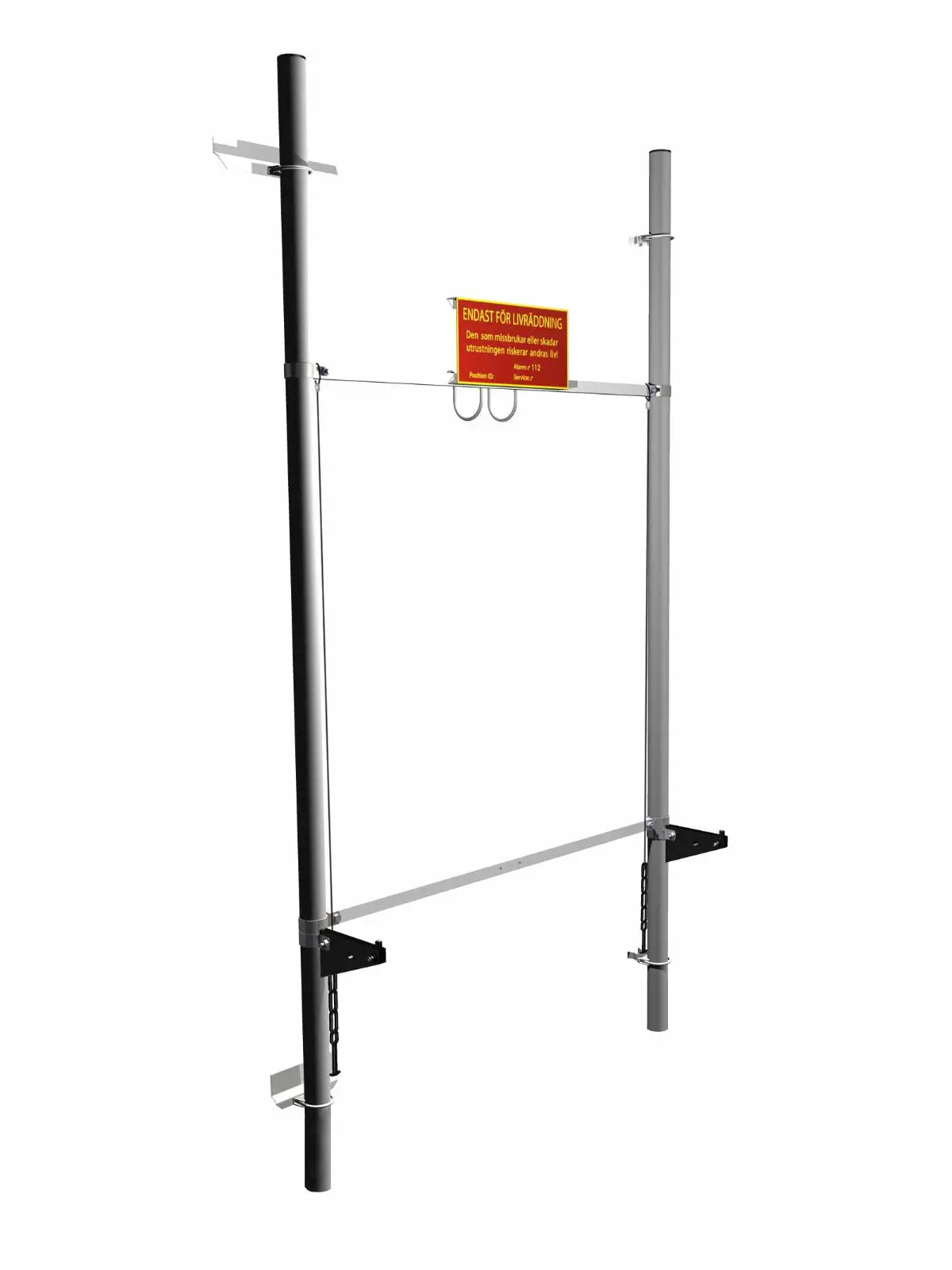 Raft stand for quay installation with mounting positions for rescue equipment